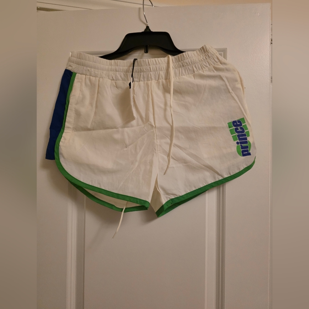 Solid & Striped X Prince Women's Athletic Shorts with Green Trim Size L